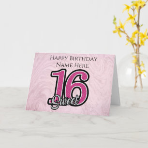 Cartão Placa de Aniversário Personalizada, Doce Rosa, Dez