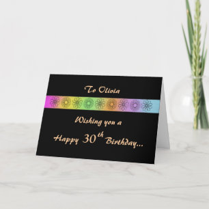 Cartão Placa de aniversário personalizável para 30 feliz