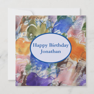 Cartão Placa de Aniversário Plana Abstrato de Apresenta