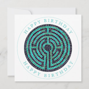 Cartão Placa de Aniversário Plano Quadrada LABYRINTH III