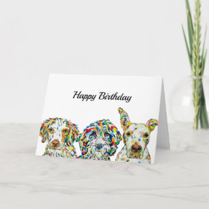 Cartão Placa de aniversário Spaniel Sheepadoodle Pitbull