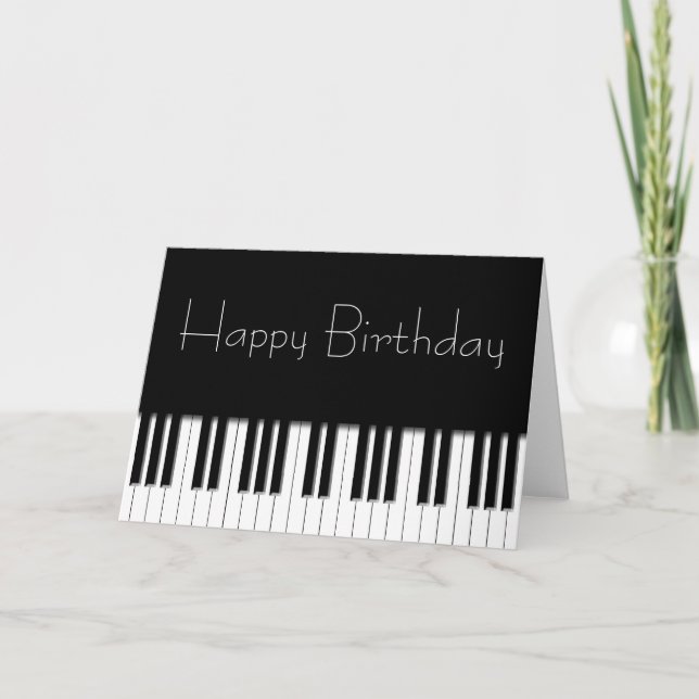 Cartão Placa de aniversário - Teclas do teclado Piano (Frente)