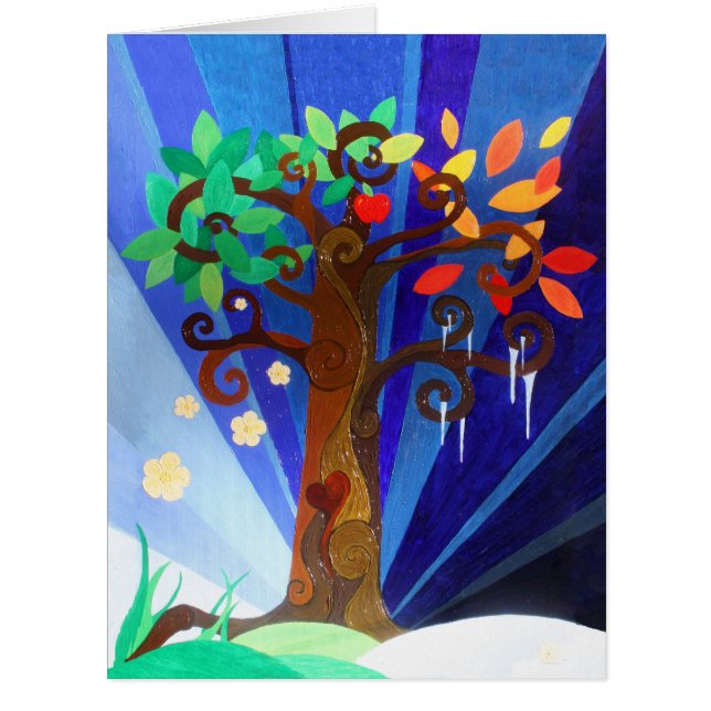 Cartão Placa de Anos novos de quatro estações (Frente)