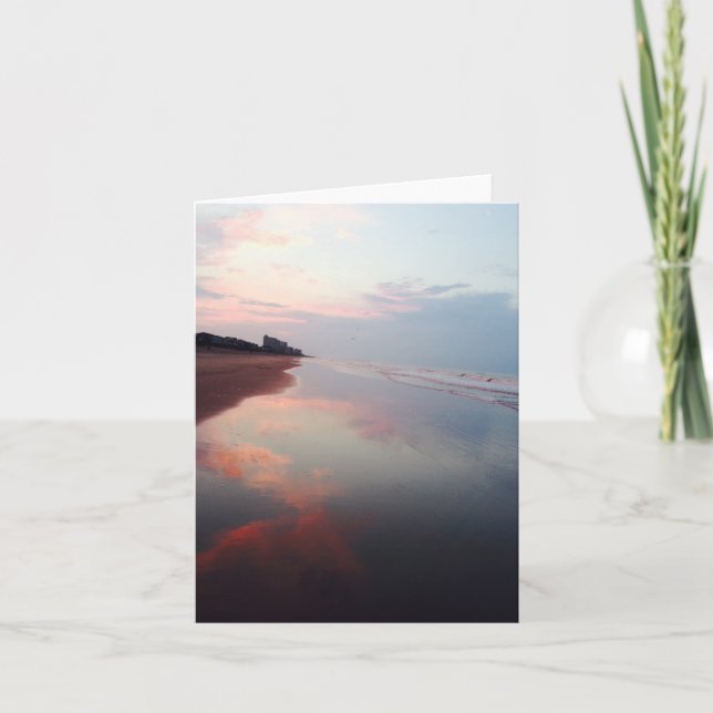Cartão Placa de anotação do nascer do sol da praia rosa (Frente)