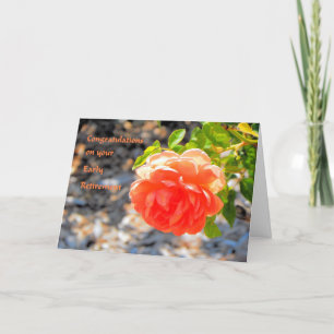 Cartão Placa de aposentadoria antecipada com Rosa laranja