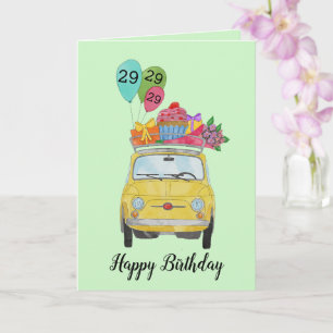 Cartão Placa de aquarela Personalizável Retro 500 Birthda