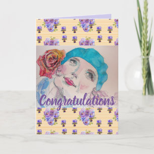 Cartão Placa de arte de regatulações Florais de Rosa ve