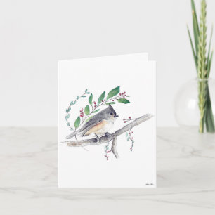 Cartão Placa de Arte para Pássaros com Titmouse Tufado