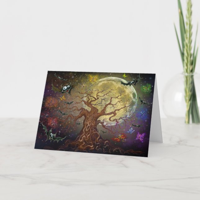 Cartão Placa de Árvore Spooky (Frente)