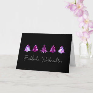 Cartão Placa de árvores de Natal Elegante, preto e rosa