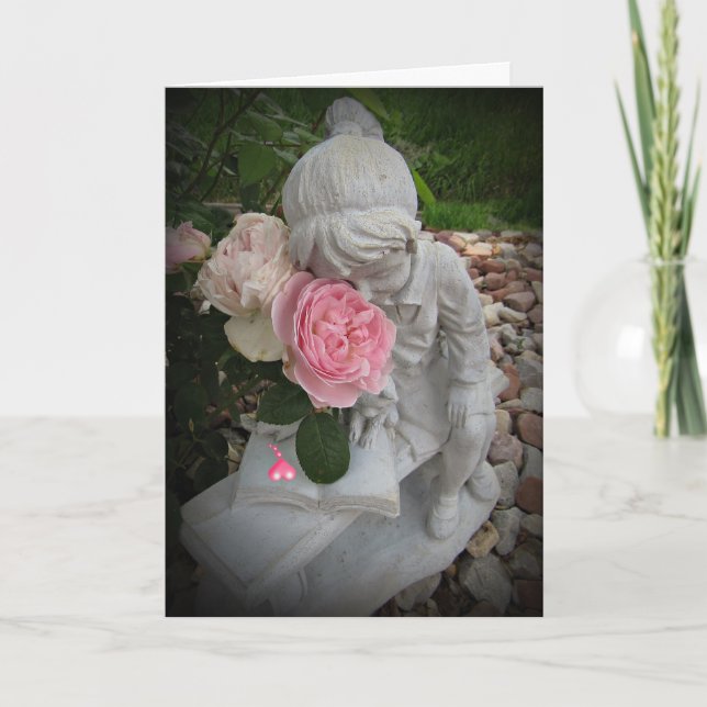 Cartão Placa de Beijo Rosa de Pensamento Especial (Frente)