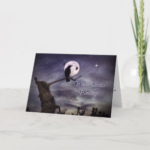 Cartão Placa de bênçãos de solstício de inverno Raven ou