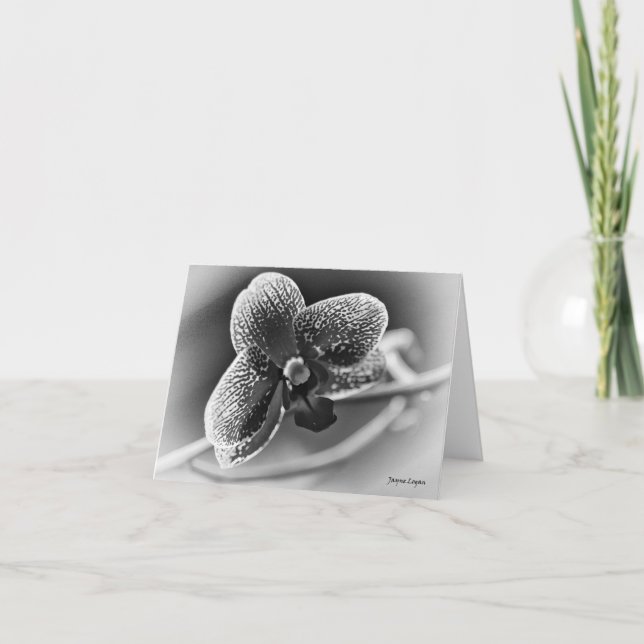 Cartão Placa de bordo orquídea elegante, preto e branco (Frente)