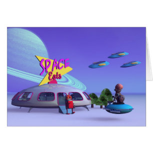 Cartão Placa de Café Space Eats