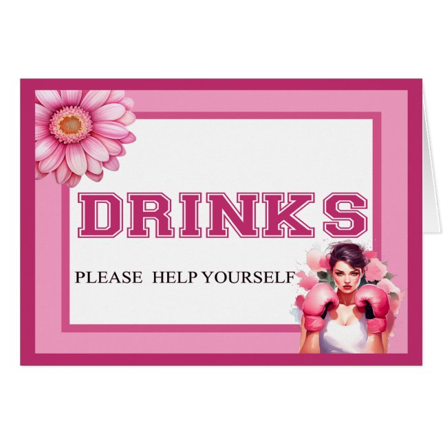 Cartão Placa de Cancer de Mama Floral rosa e Bonito (Frente horizontal)