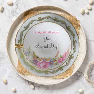 Cartão Placa de Casamento de Chá de panela de Taa Cup