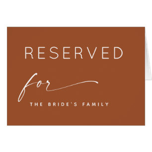 Cartão Placa de Casamento Reservada Sienna. Outono Terrac
