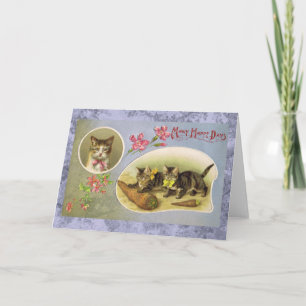 Cartão Placa de Cat Vintage para muitos dias felizes