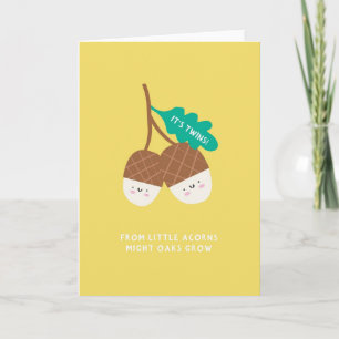 Cartão Placa de Chá de fraldas gêmeo