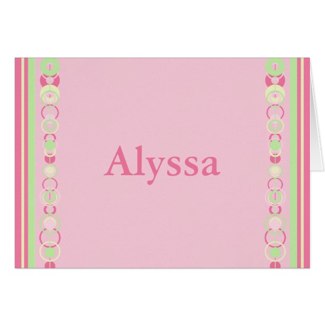 Cartão Placa de Círculos Modernos Alyssa Rosa (Frente horizontal)