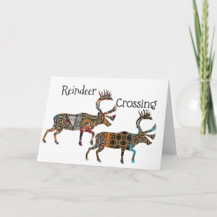 Cartão Placa de Cruzamento de Reindeer