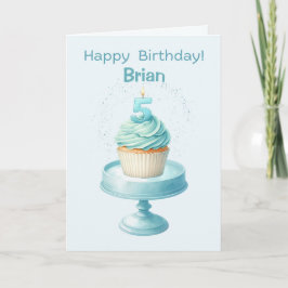 Cartão Placa de Cupcake de aniversário de 5 personalizada