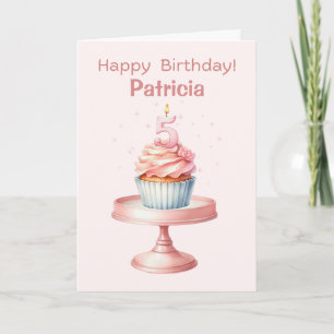 Cartão Placa de Cupcake de aniversário de 5 personalizada