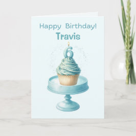 Cartão Placa de Cupcake de aniversário de 6 personalizada