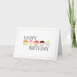 Cartão Placa de Cupcake Feliz Aniversário 5