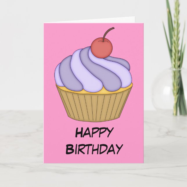 Cartão Placa de Cupcake Roxo-Dois-Tom (Frente)