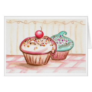 Cartão Placa de Cupcakes de Cherry Sprinkle