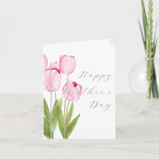 Cartão Placa de Dia de as mães 2 de tulipas rosa