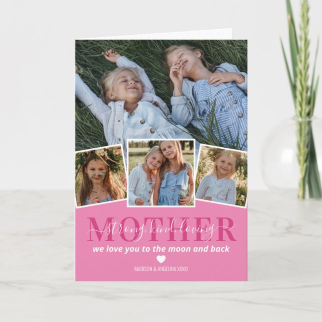 Cartão Placa de dia de as mães | 4 família de fotos Mãe (Frente)