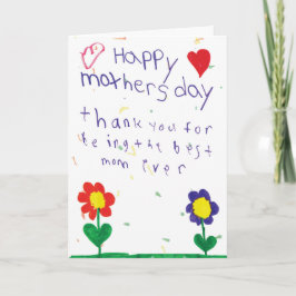 Cartão Placa de dia de as mães com arte infantil
