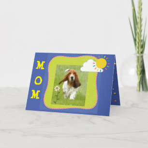 Cartão Placa de dia de as mães com Hound Basset