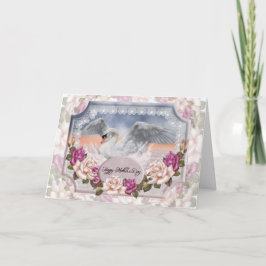 Cartão Placa De dia de as mães Com Swan E Rosas