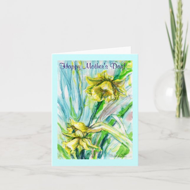 Cartão Placa de Dia de as mães Daffodil Primavera (Frente)