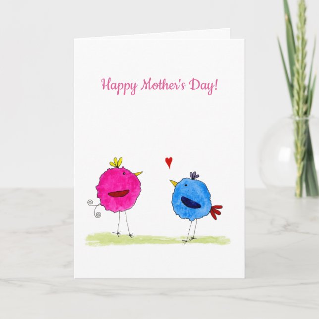 Cartão Placa de Dia de as mães de Aquarela (Frente)