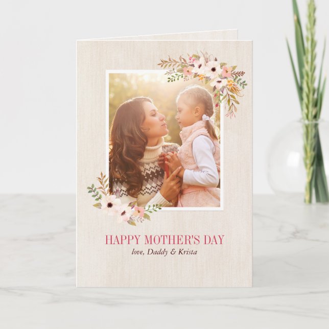 Cartão Placa de Dia de as mães de Aquarela Floral (Frente)