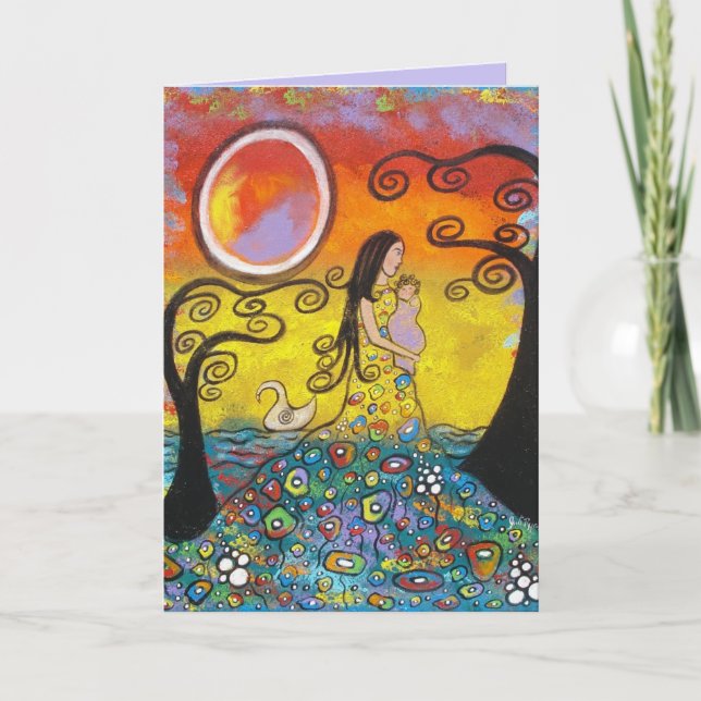 Cartão Placa de Dia de as mães de arte original da matern (Frente)