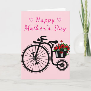 Cartão Placa de Dia de as mães de bicicleta de flores