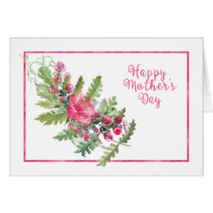 Cartão Placa de Dia de as mães de Blooms e Buds Watercolo
