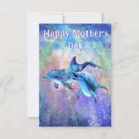 Placa de Dia de as mães de golfinho casal