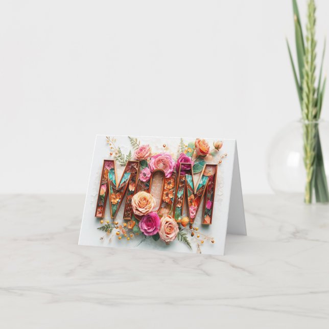 Cartão Placa de Dia de as mães de Mosaico Floral Vibrante (Frente)