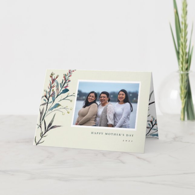 Cartão Placa de Dia de as mães Dobrada H de Flores Selvag (Frente)