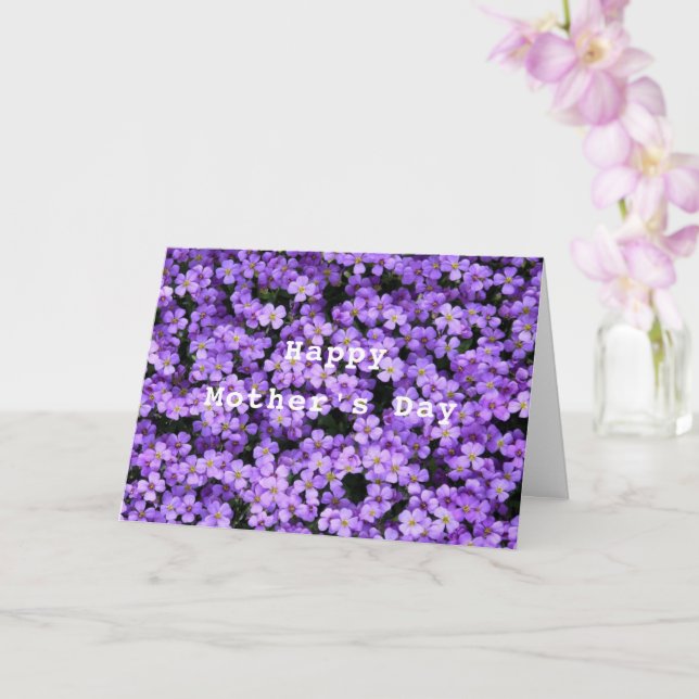 Cartão Placa de Dia de as mães Feliz com Flores Violetas (Orquídea)