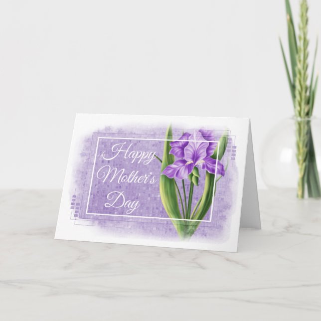 Cartão Placa de Dia de as mães Feliz - Íris Roxo d2 (Frente)