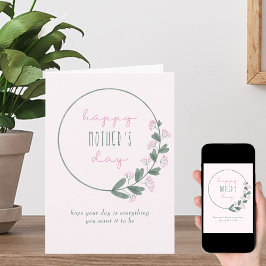 Cartão Placa de Dia de as mães Feliz, Simples, De Flores 