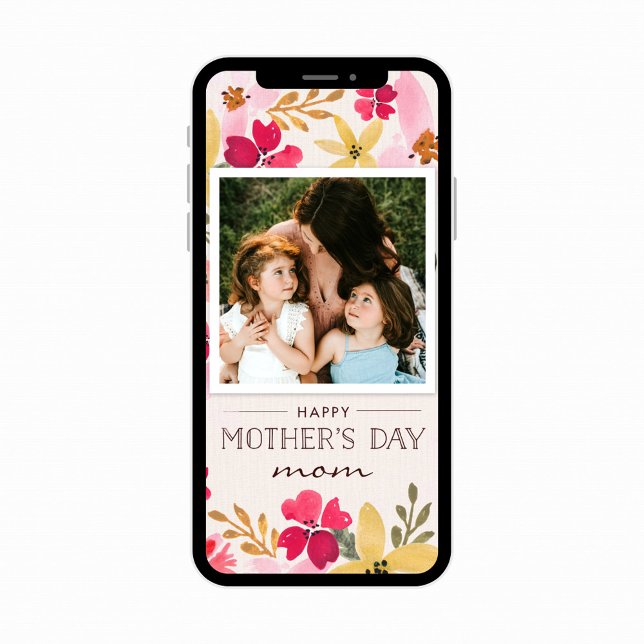 Cartão Placa de Dia de as mães Floral de Aquarela (Criador carregado)