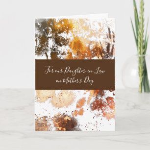 Cartão Placa de Dia de as mães Floral Dourada Filha-em-Le